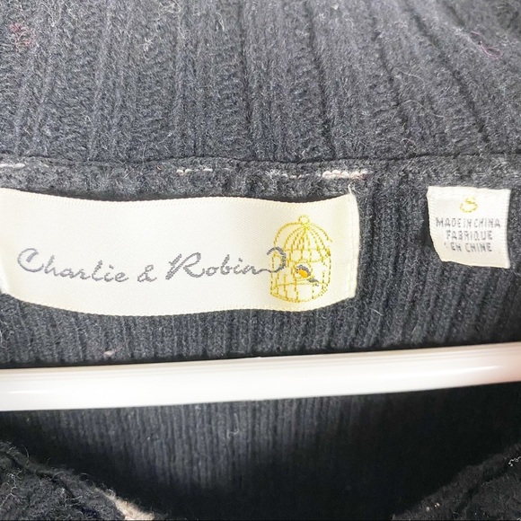 ANTHROPOLOGIE Black & Gold Brocade Print Sweater - Picture 5 of 6